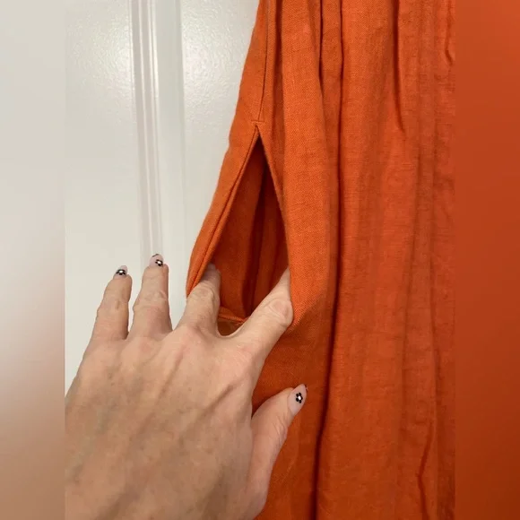 NotPERFECTLINEN MAMA-2 Maxi Dress in Orange Burnt, small - Picture 4 of 4